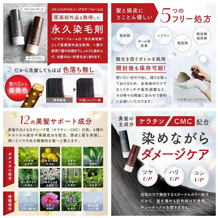 楽天市場】選べる2色｜ ドクターヘアミカ ヘアカラーフォーム 80g