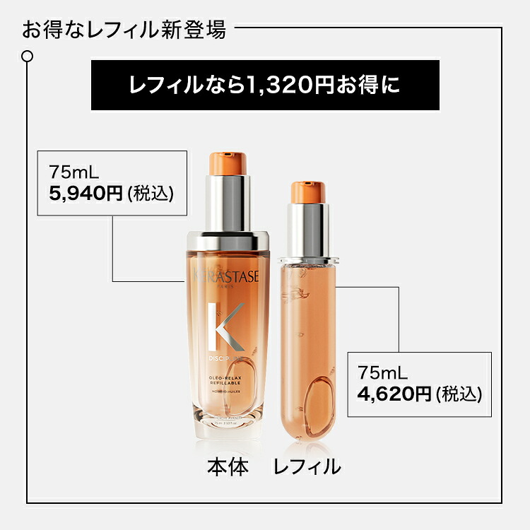 楽天市場】ヘアオイル フルイド オレオ リラックス レフィル 75mL 2本