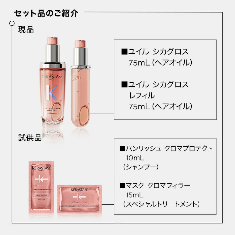 楽天市場】ヘアオイル ユイル シカグロス 75mL ＋ レフィル◇洗い流さ