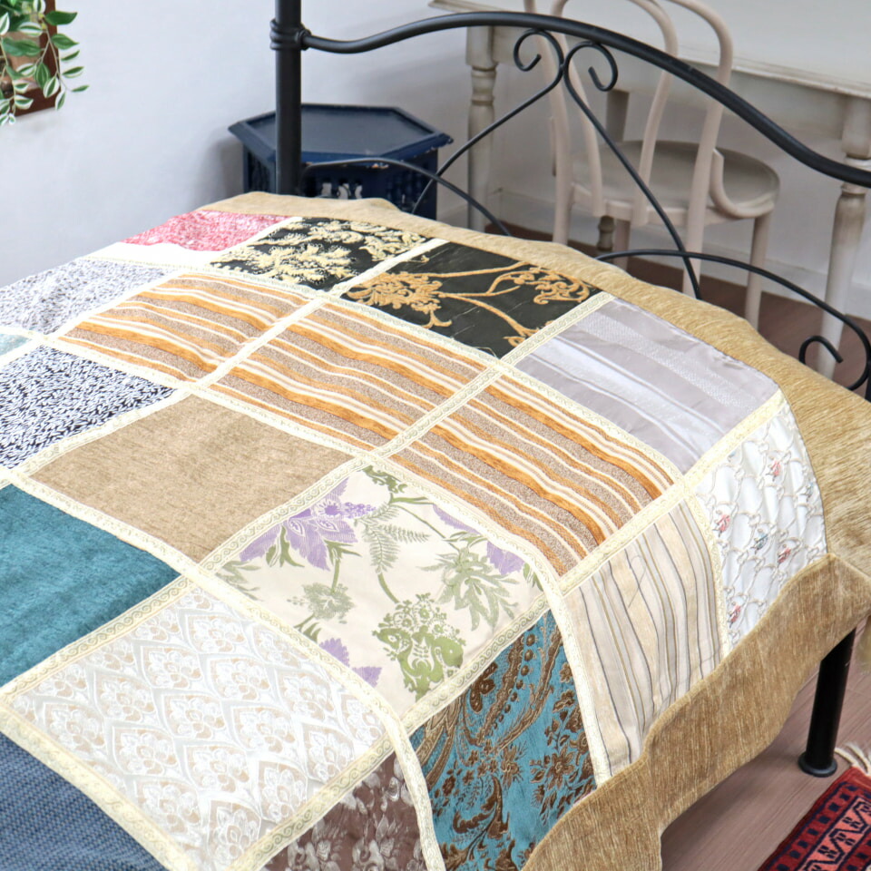 楽天市場】ベッドカバー ベッドスプレッド シングルサイズ パッチ