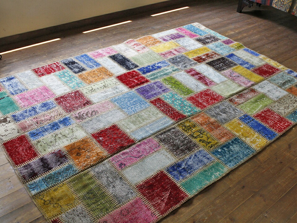 楽天市場】リサイクル・パッチワークラグ細かなパネル/アナトリア