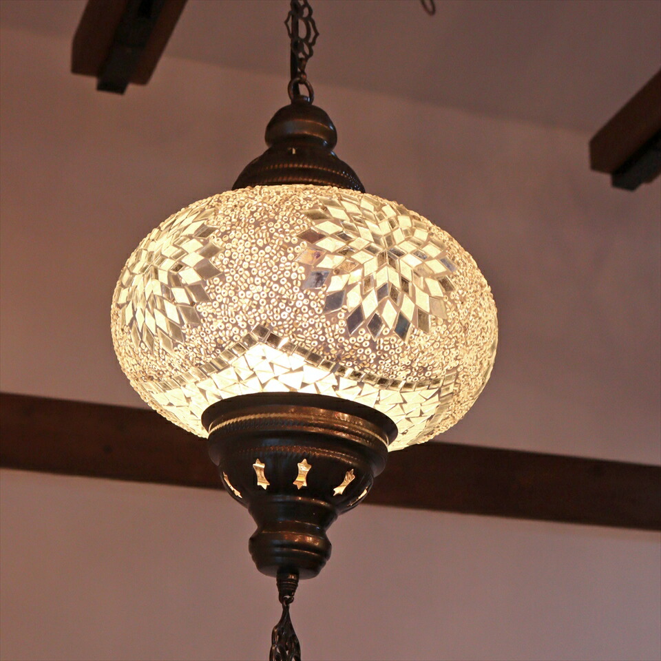 楽天市場】トルコ モザイクペンダントランプ 直径24cm 全高83cm