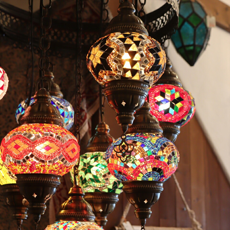 楽天市場】トルコランプ モザイクランプ シャンデリア 9灯 【天井工事