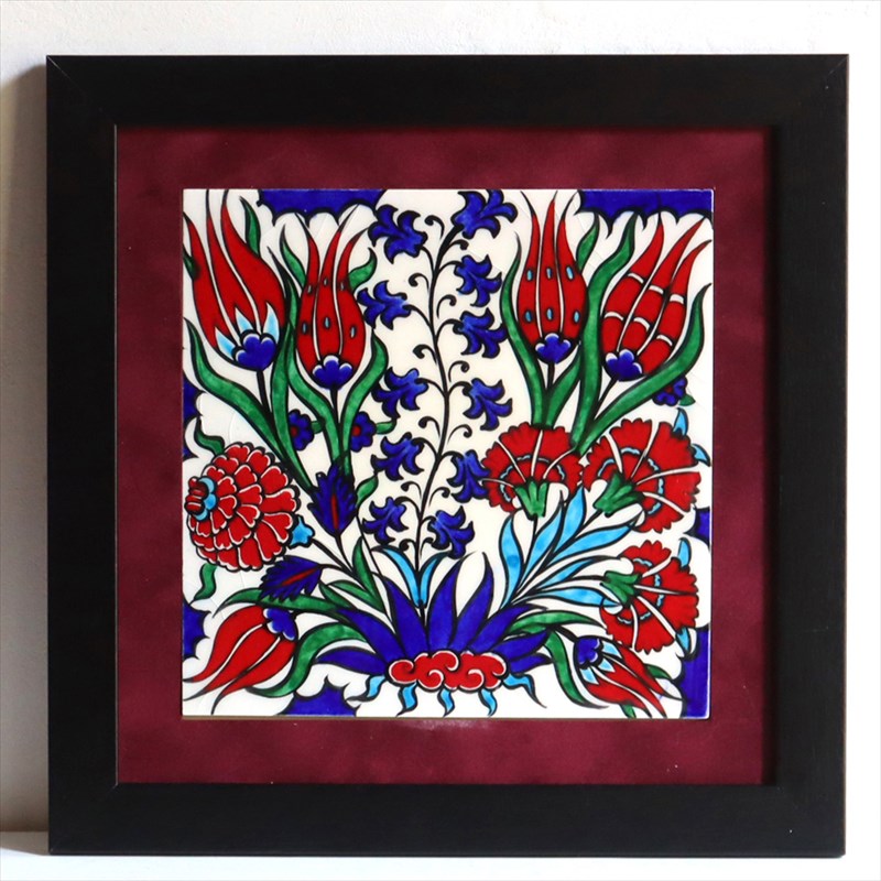 楽天市場】手書きタイル トルコ陶器 1枚額 H30×W30×D1.5cm