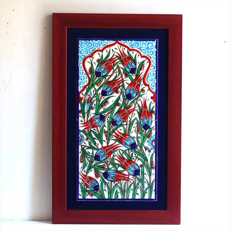 楽天市場】トルコ陶器 手書きタイル 2枚額 H51.5×W32×D1.5cm