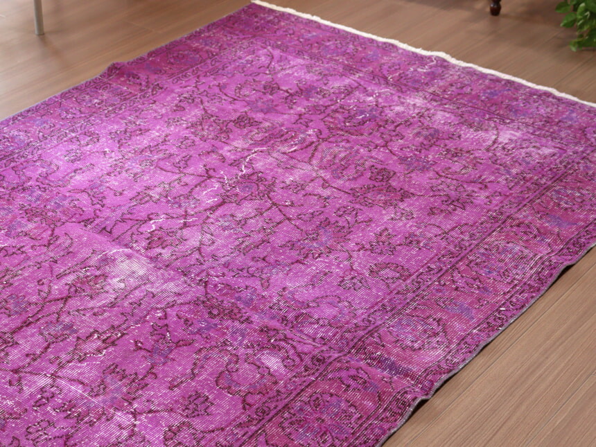 よし乃】レア/キャンディピンクのヴィンテージトルコラグ No.663 よし