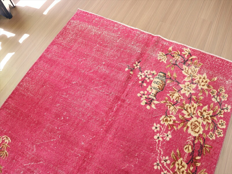 楽天市場】ヴィンテージ オーバーダイドラグ ピンク 276×161cm トルコ