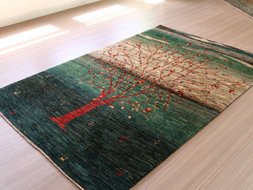 楽天市場】ギャッベ ノウバフト 細かく緻密な織り 162×110cm 生命の木