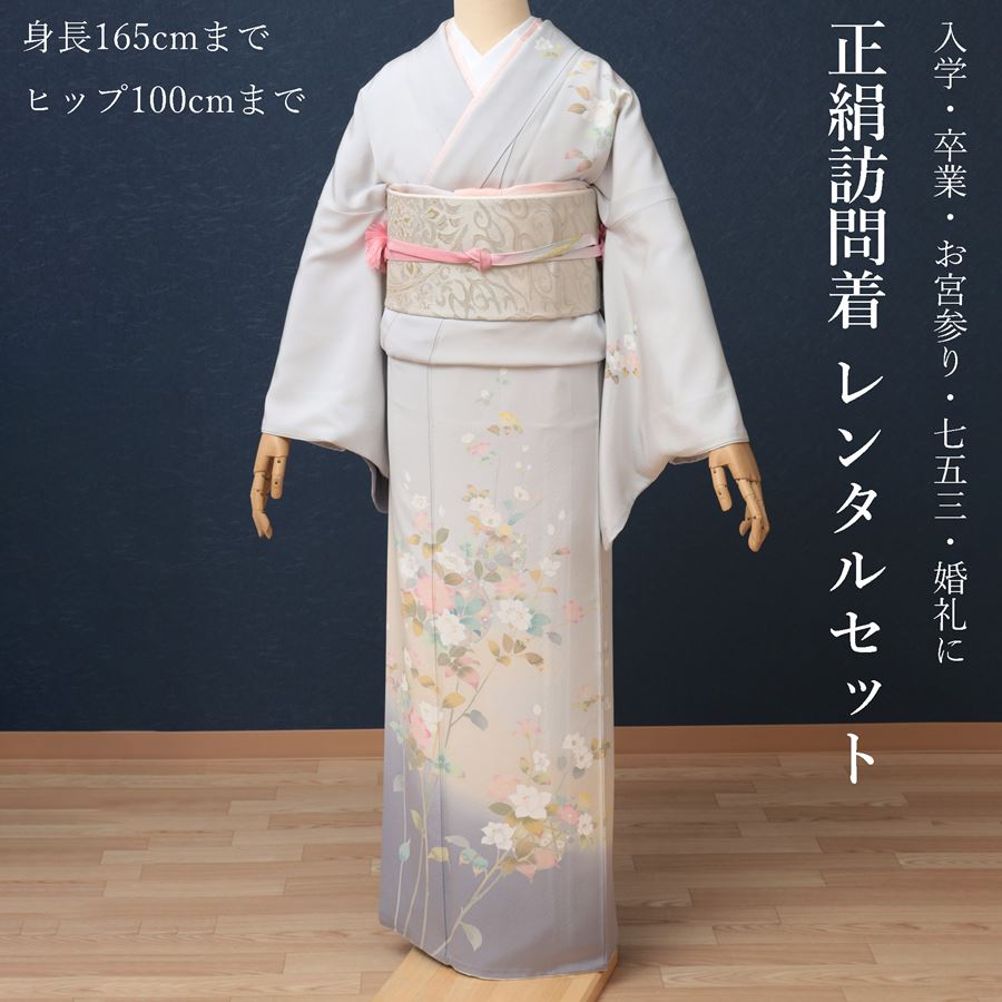 楽天市場】【レンタル】 訪問着 レンタル 正絹 京友禅 淡いグレー 草花