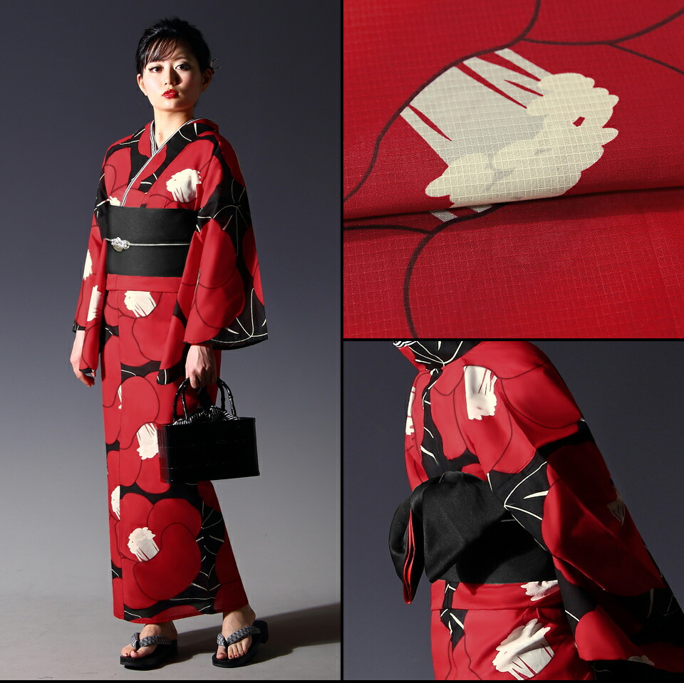楽天市場】浴衣 3点セット(浴衣＋帯＋下駄）モダン レディース
