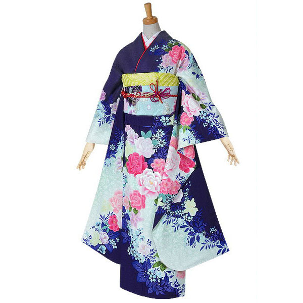 楽天市場】【成人式 振袖 レンタル】RS1545 正絹 紺紫白 薔薇フル
