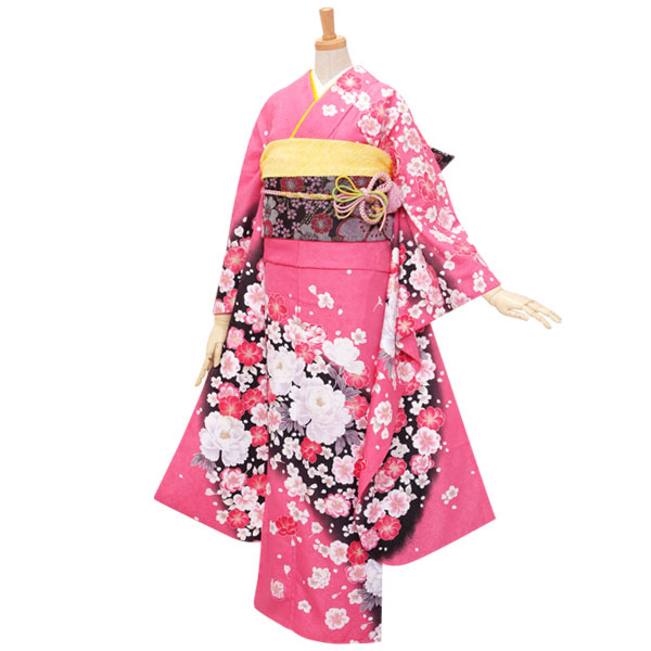 楽天市場】【成人式 振袖 レンタル】RS1845ピンク 白牡丹と八重桜フル