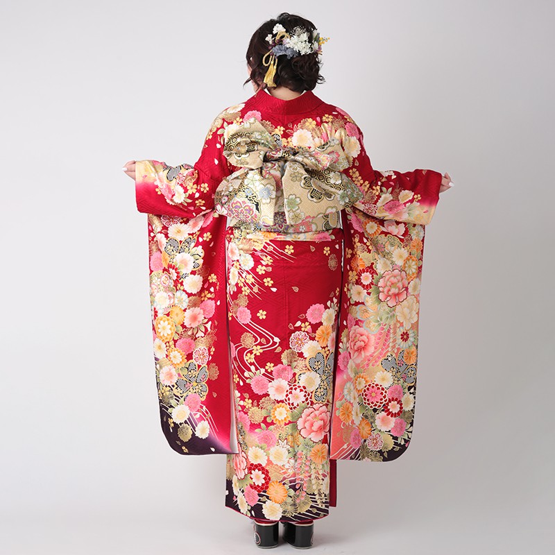 楽天市場】【成人式 振袖 レンタル】RS1384 正絹 赤 桜花藤牡丹フル
