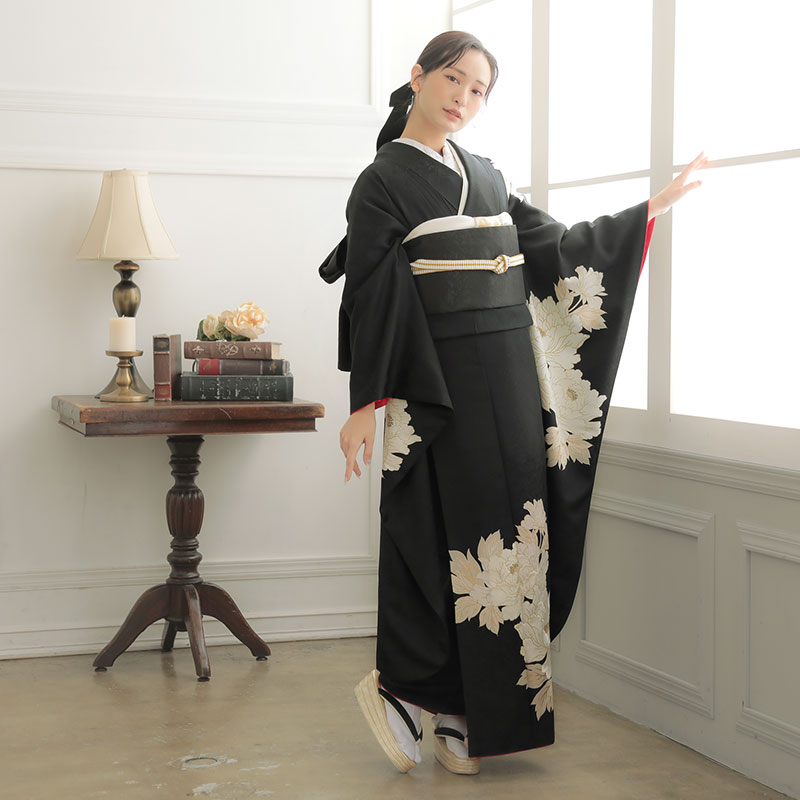 楽天市場】【振袖 レンタル】 結婚式 結納R2025 正絹 黒 牡丹 振袖