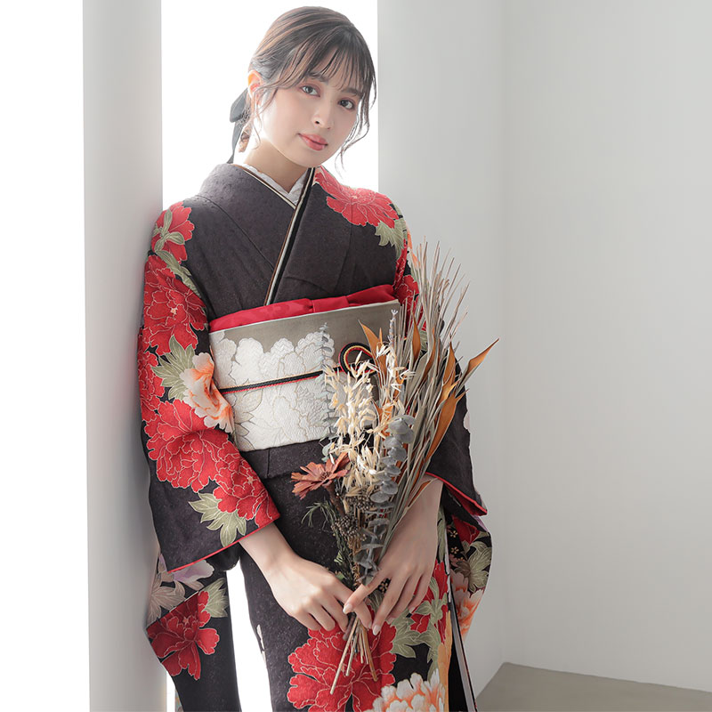 楽天市場】成人式早割クーポン10％オフ【振袖 レンタル】RS933 正絹 茶