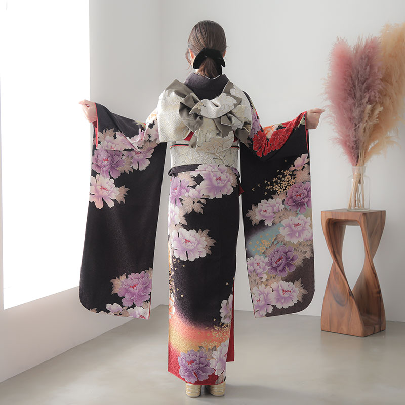 楽天市場】成人式早割クーポン10％オフ【振袖 レンタル】RS933 正絹 茶