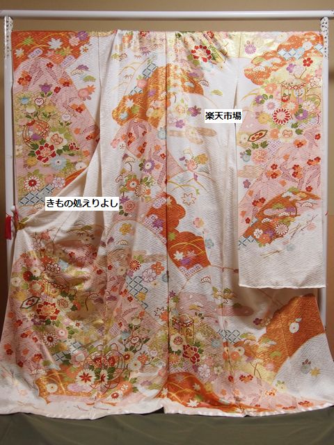 楽天市場】振袖 金駒刺繍入り 金彩加工 純古典柄 雲取りや遠山に四季の