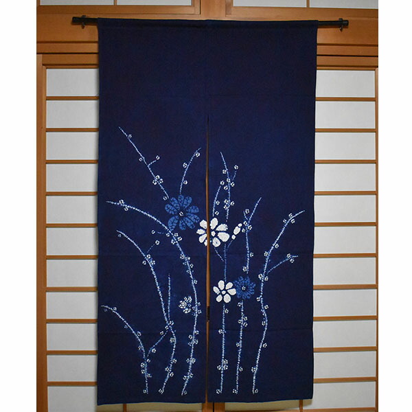 楽天市場】【ゆうパケット対応】藍染のれん 立花 絞り 藍染め 藍のれん