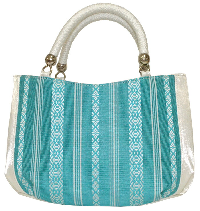 楽天市場】博多織（献上柄） 着物バッグ ターコイズブルー×白 【バック