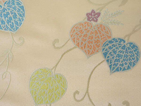 楽天市場】名古屋帯 単品 正絹 仕立て付き 九寸 クリームベージュ 葵