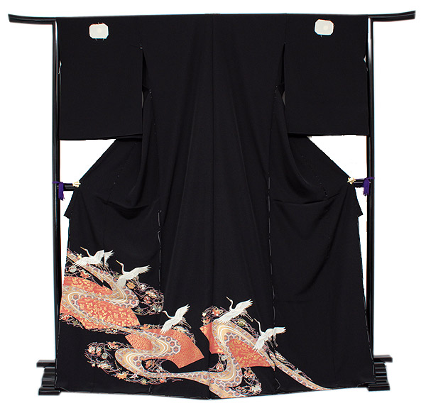 楽天市場】【正絹黒留袖 未仕立て 仮絵羽 鶴と宝尽し柄】礼装 黒留め袖
