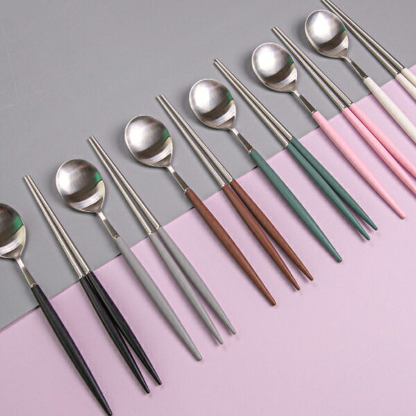 楽天市場】エッフェルシルバー 箸スプーン (1セット) 全8カラー 韓国