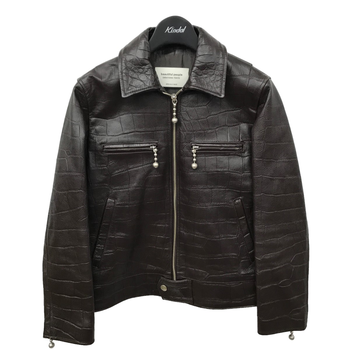 beautiful people モッククロック クロコ型押しレザージャケット