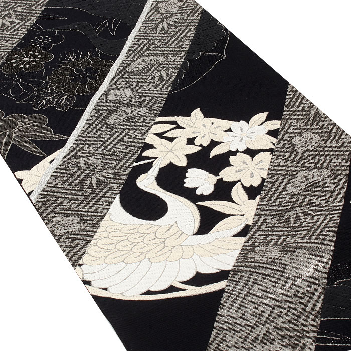 楽天市場】袋帯 振袖用 成人式 ブラック 鶴 松竹梅 桜 菊 西陣織 華翔
