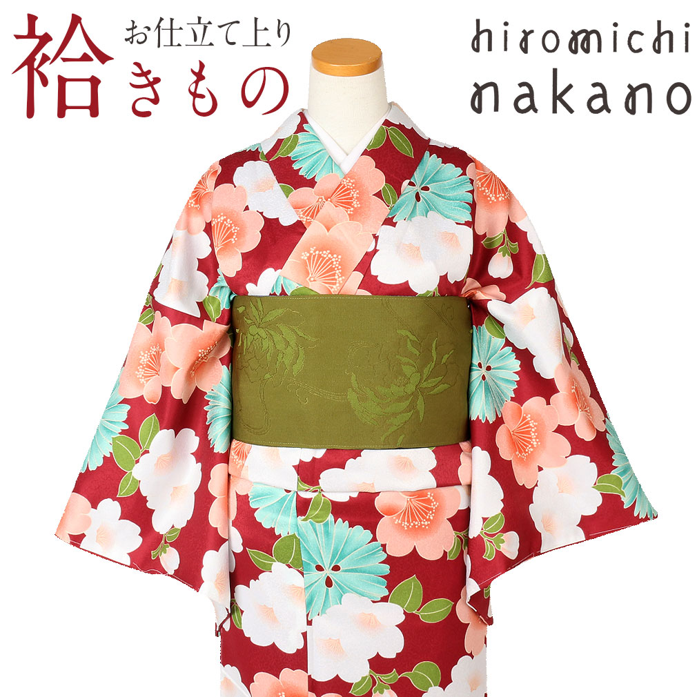 楽天市場】《値下げ！》 着物 小紋 袷 洗える エンジ 桜菊絢爛 M L