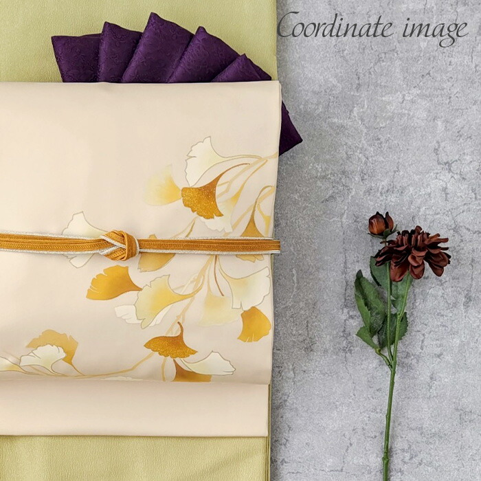 楽天市場】名古屋帯 正絹 ピンクベージュ 九寸 帯 銀杏 いちょう 白木