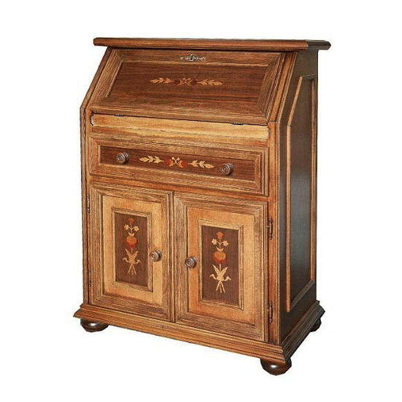 H110K64 イタリア製 象嵌細工 ライティングビューロー 鍵付き