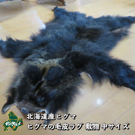 楽天市場】【本物の鹿皮使用】北海道産 ヒグマの毛皮ラグ 敷物 中