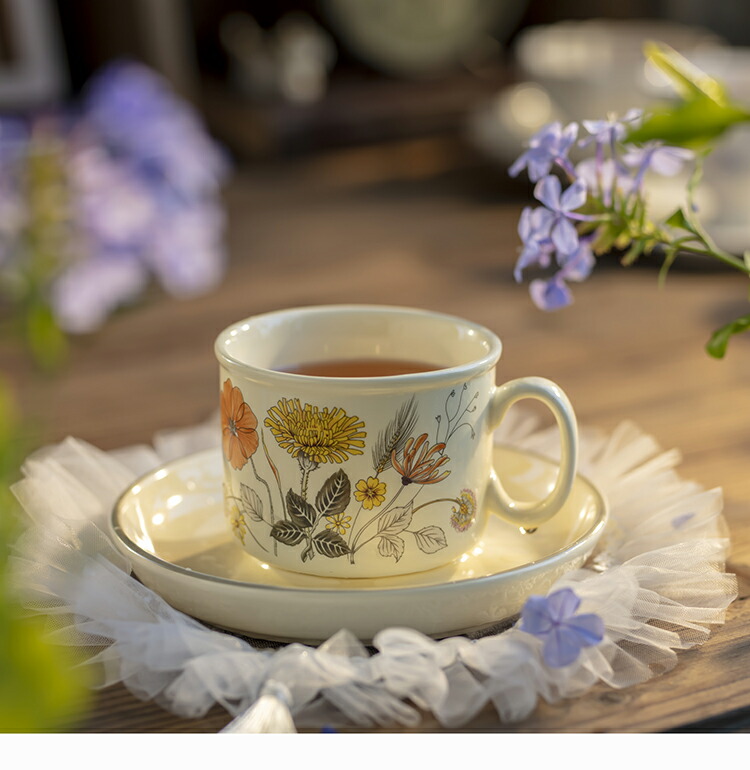 楽天市場】田園風 かわいい 花柄 マグカップ＆プレート＆お皿 懐かしい