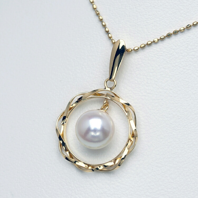 楽天市場】K18 アコヤ本真珠 ペンダントトップ スパイラルサークル