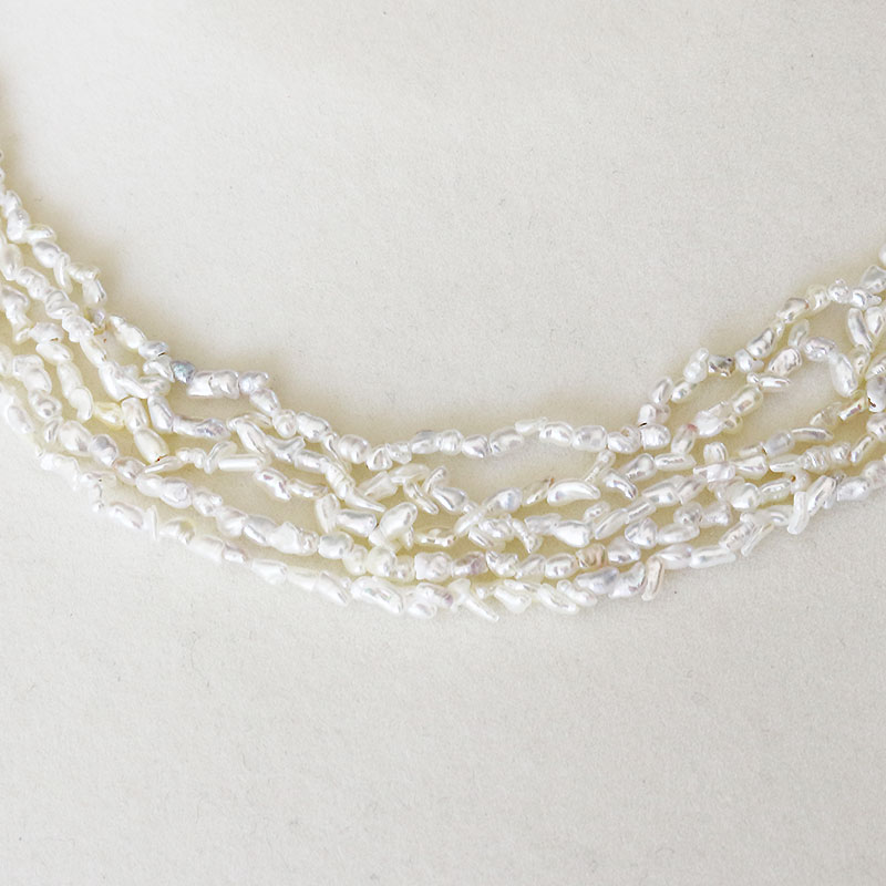 楽天市場】あこや真珠ケシ 5連 ネックレス ホワイト シルバー 42cm