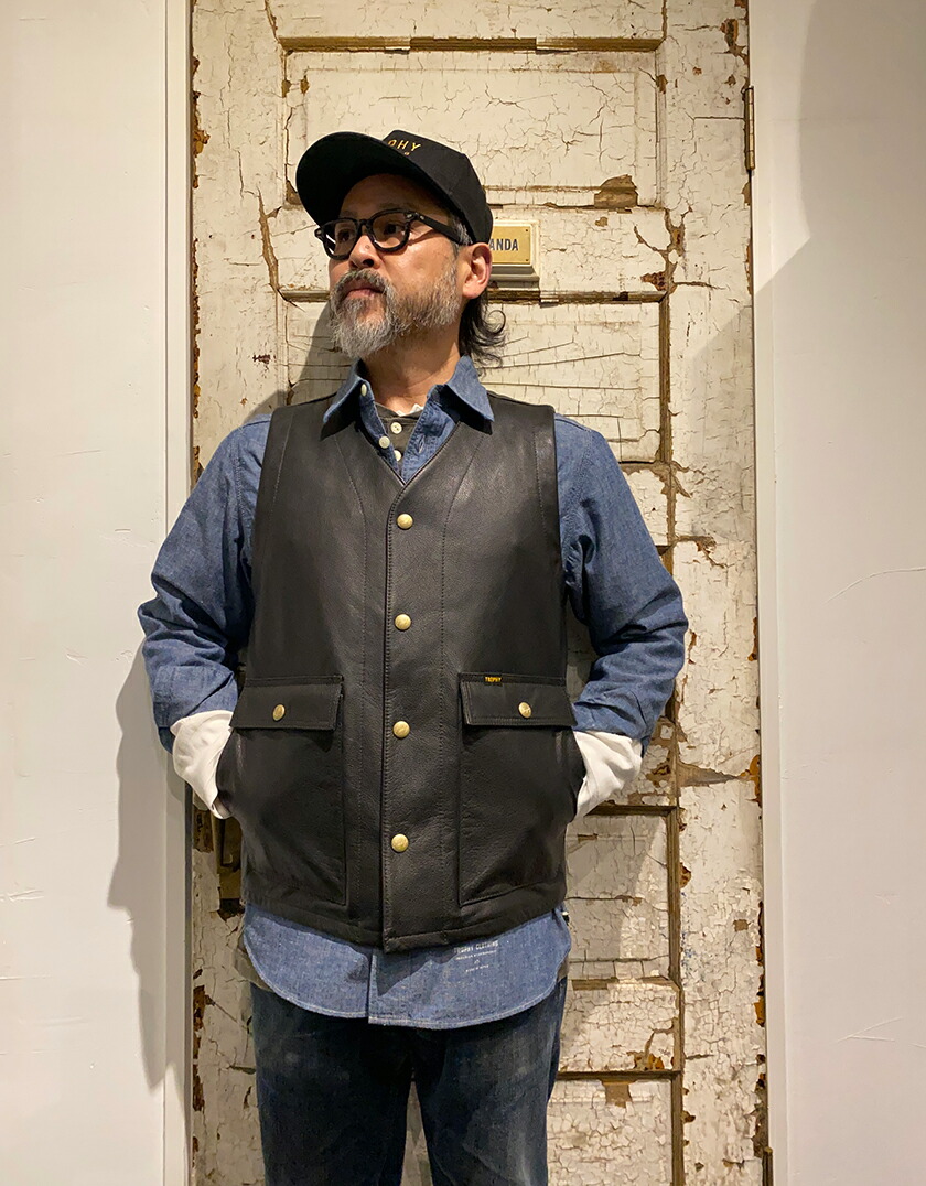 楽天市場】TROPHY CLOTHING [-RANCHER STEERHIDE VEST- STEER OIL size
