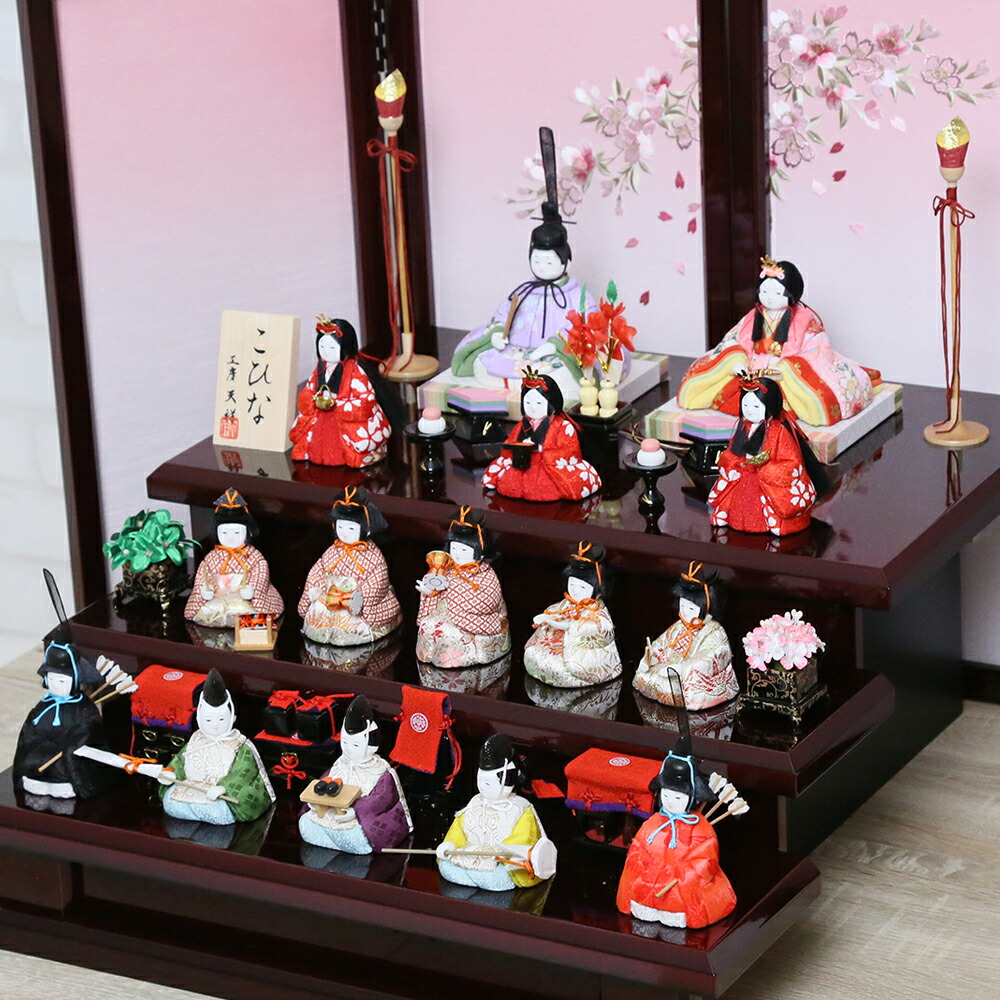 楽天市場】雛人形 コンパクト 木目込み雛人形 こひな 囲み屏風 三