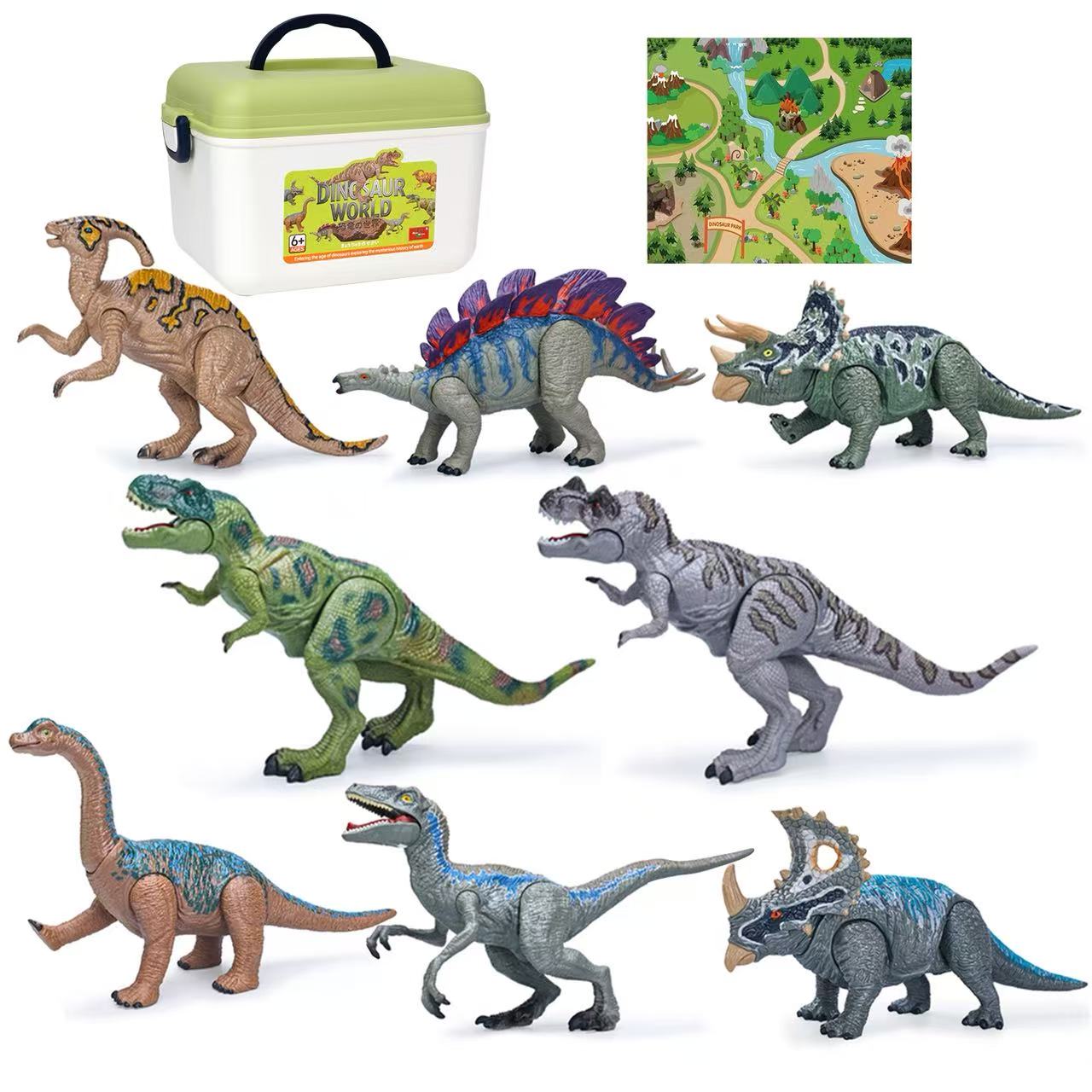 楽天市場】可動できる恐竜 8種セット+収納ボックス付き+プレイマップ