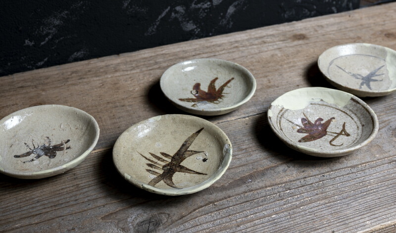 楽天市場】骨董○古志野葉文小皿5枚○絵志野 / 発掘品 | 桃山時代頃-16