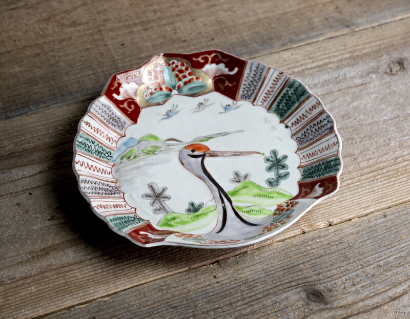 楽天市場】骨董○古伊万里色絵鶴型変形皿○W21.7cm | 江戸後期-19世紀