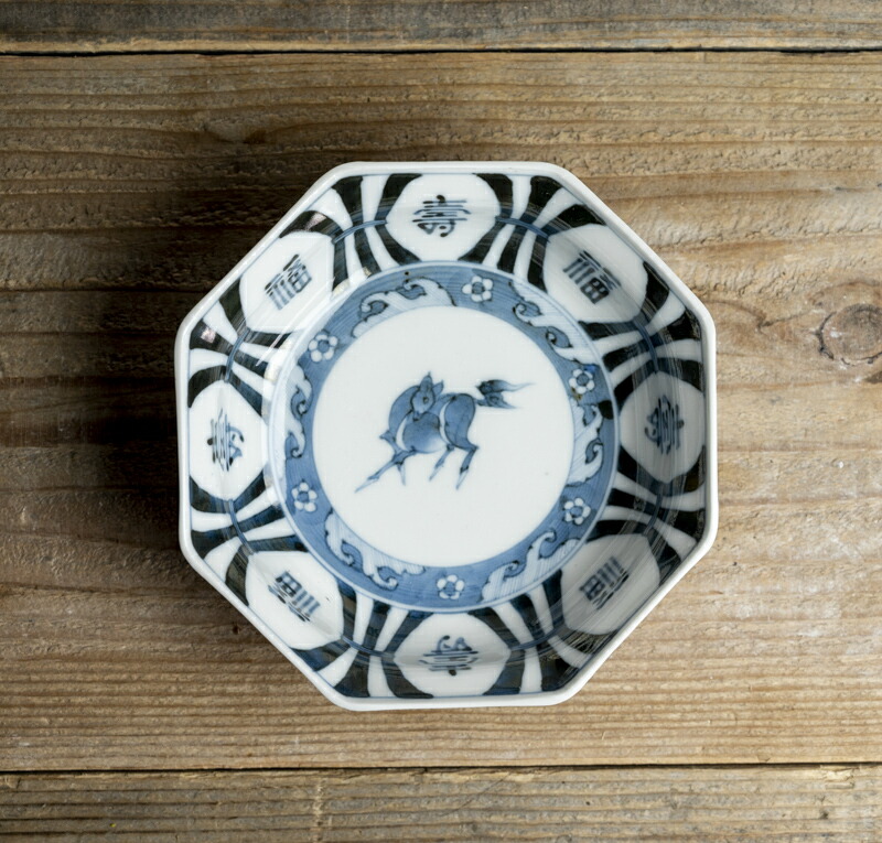 楽天市場】骨董○古伊万里染付馬文八角深皿○ W15cm | 江戸後期-19世紀