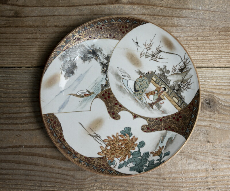 楽天市場】骨董○九谷焼金襴手皿○人物 / 風景 / 花 | 明治時代-19世紀