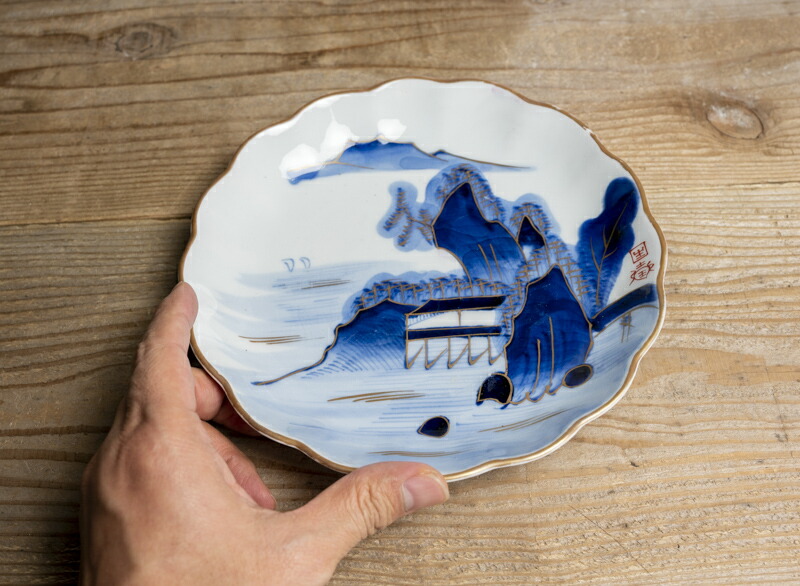 楽天市場】骨董○古伊万里染付山水図皿○W20.7cm | 江戸後期-19世紀頃