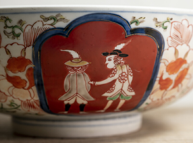 楽天市場】骨董○古伊万里染錦南蛮人文深鉢○W24cm / 南蛮船 / 五艘船