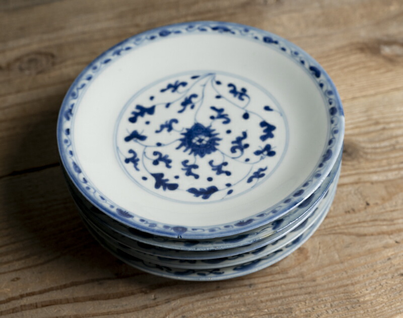 皿□孔雀紋 呉須染付 花唐草 中国 明～清 広東・福建省 古玩