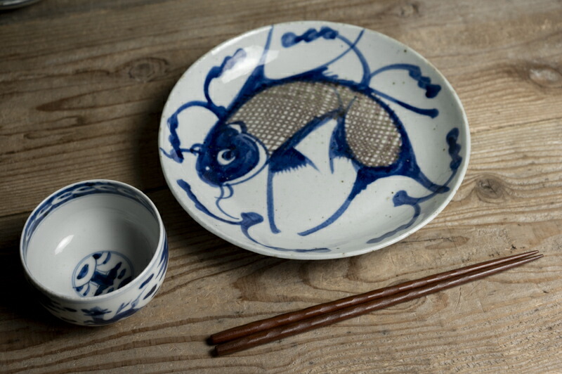 安南 染付 呉須魚紋皿 飾皿 青華 絵皿 古玩 唐物 中国 古美術 時代物