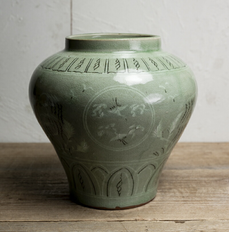 楽天市場】中古○高麗青磁象嵌鶴文壺○朝鮮半島製 | 20世紀頃 | 磁器