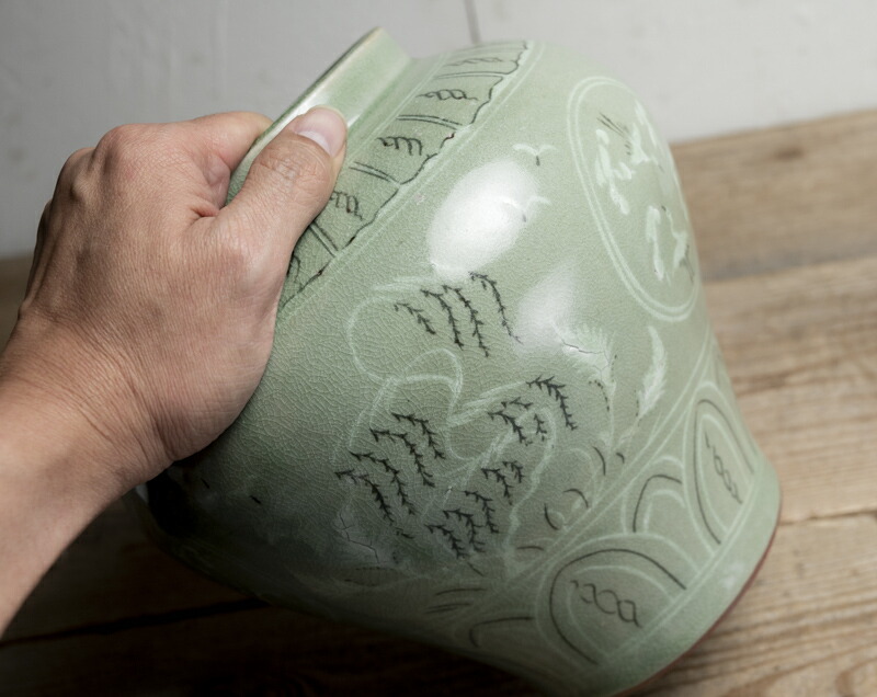 楽天市場】中古○高麗青磁象嵌鶴文壺○朝鮮半島製 | 20世紀頃 | 磁器