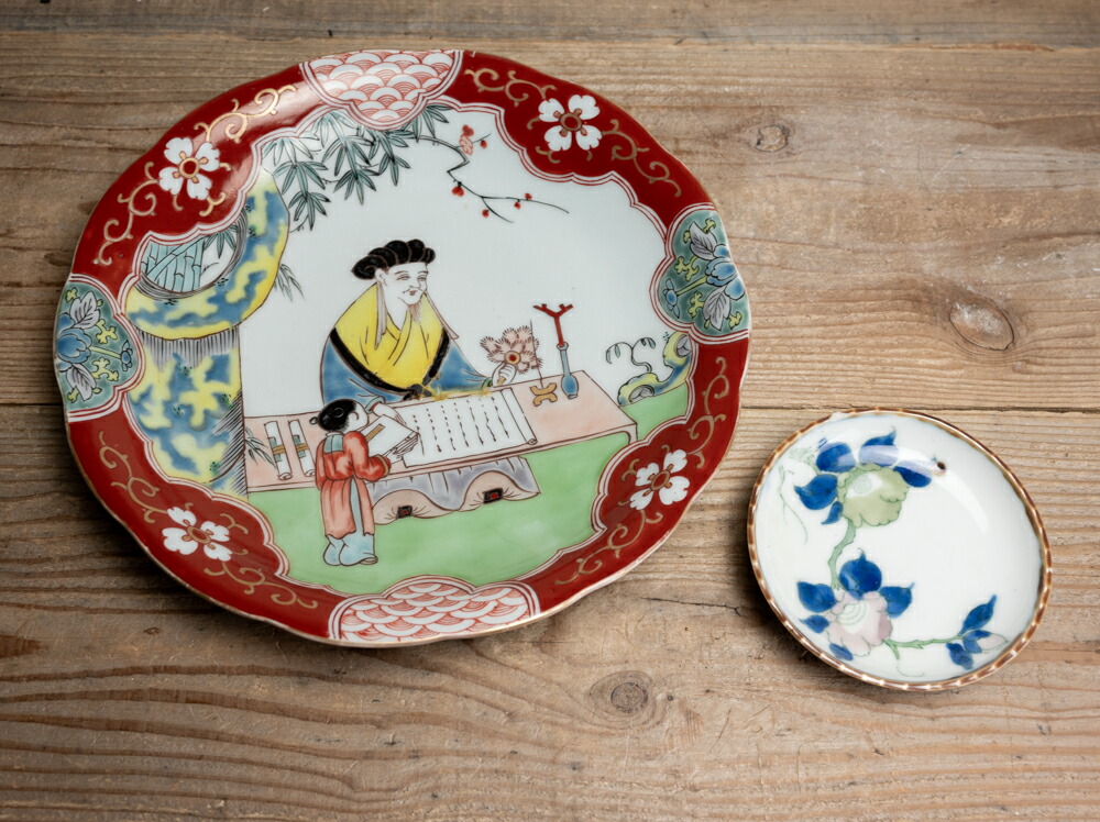 楽天市場】骨董○古伊万里色絵唐人図皿 / 27cm○輪花皿 | 江戸時代-19