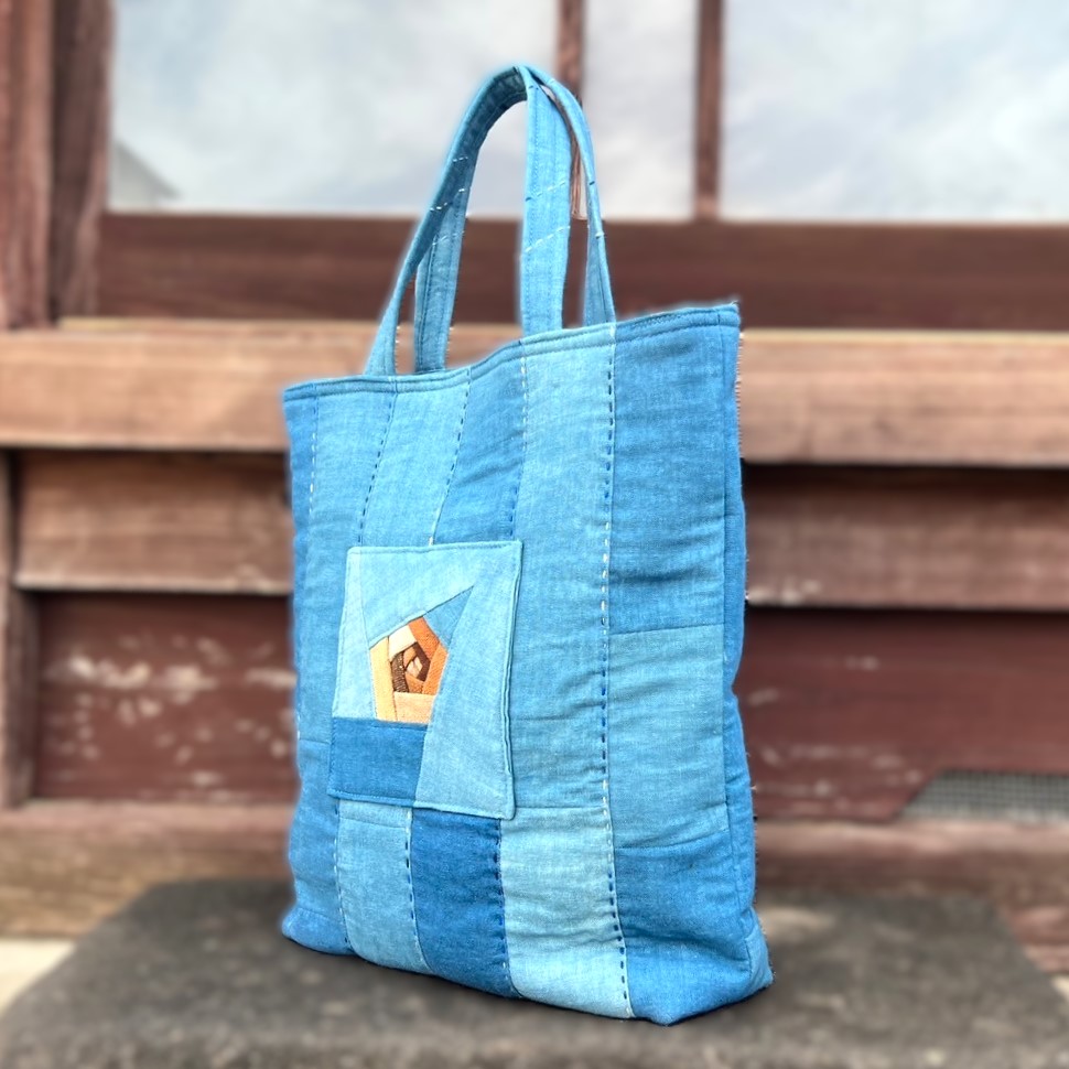 楽天市場】【藍染めパッチワークバッグ】作家一点物綿藍染め酒袋柿渋